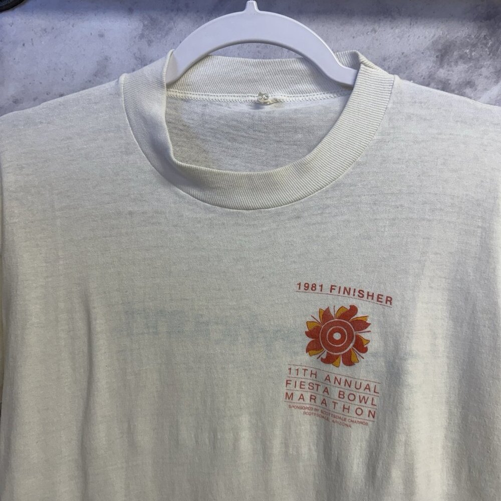 Vintage 80s Fiesta Bowl Marathon Finisher T Shirt Mens M 18.5x25.5 White